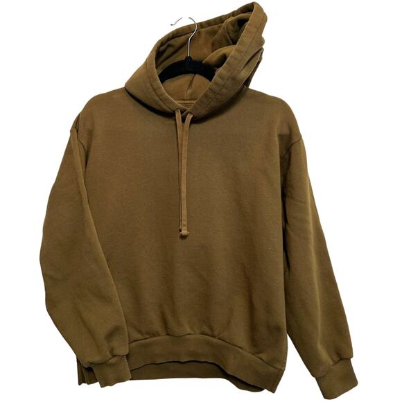 Everlane French Terry Oversized Hoodie S Green Crop Split Side Army Minimalist - Picture 2 of 10